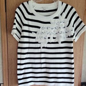 Black And White Embelished Top